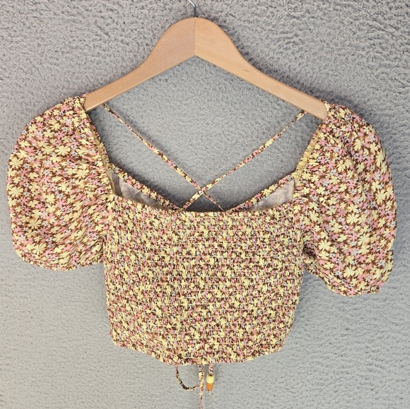Maaji Womens Beach Wear Tops Sz M Cutout Ditsy Flower Pink Yellow Versatile Wear - Picture 9 of 15